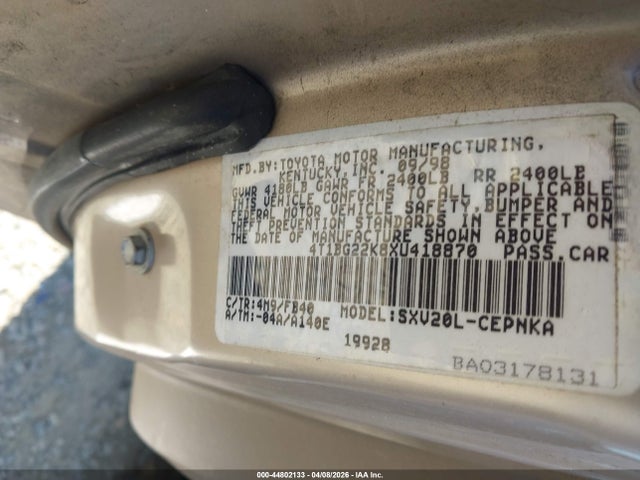 1999 TOYOTA CAMRY 4T1BG22K8XU418870 Photo 8