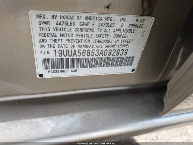 2003 ACURA TL 19UUA56653A092939 Photo 8