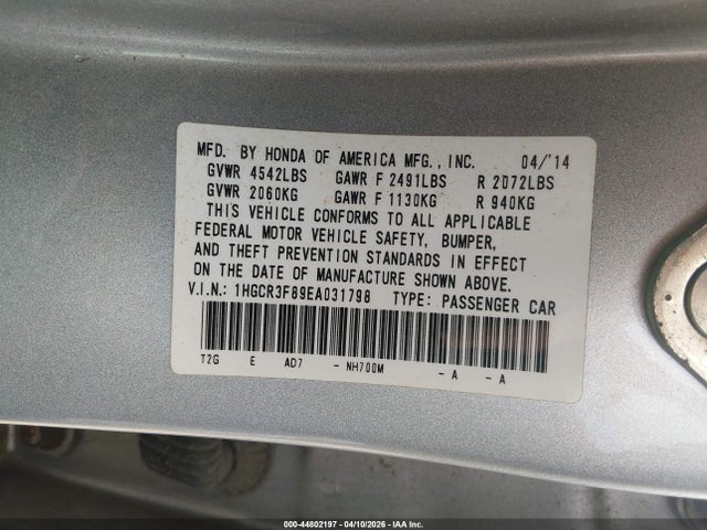 Продажа на аукционе авто 2014 Honda Accord Ex-l V-6, vin: 1HGCR3F89EA031798, номер лота: 44802197