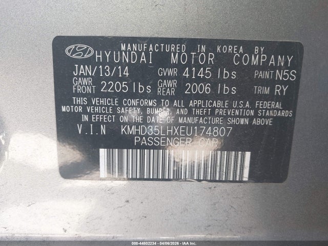 KMHD35LHXEU174807 Hyundai ELANTRA GT