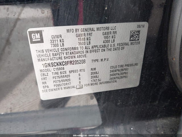 1GNSCKKC8FR205208 Chevrolet Suburban 1500 Ltz