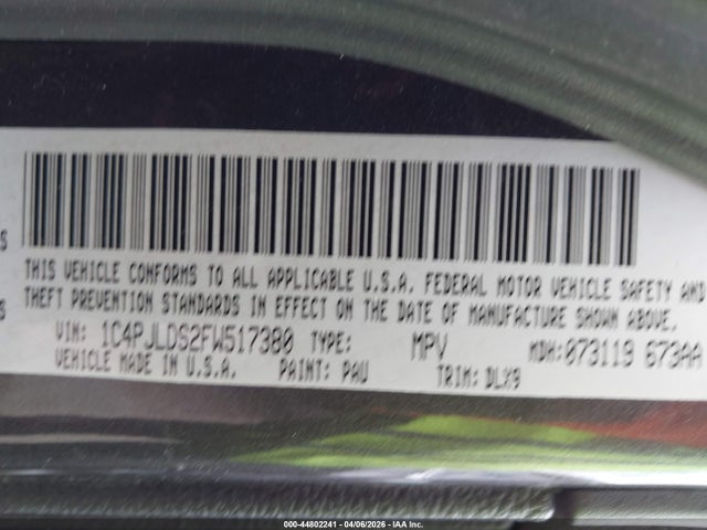 Aukcja sprzedaży 2015 Jeep Cherokee Limited, vin: 1C4PJLDS2FW517380, numer aukcji: 44802241