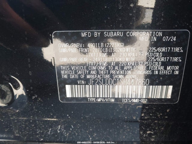 Aukcja sprzedaży 2025 Subaru Forester Premium, vin: JF2SLDDC1SH447860, numer aukcji: 44802253