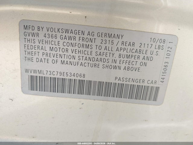 Продаж на аукціоні авто 2009 Volkswagen Cc Sport, vin: WVWML73C79E534068, номер лоту: 44802293
