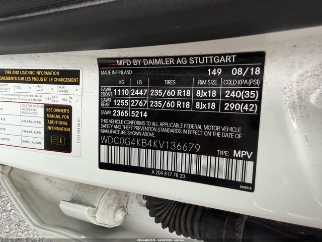 Aukcja sprzedaży 2019 Mercedes-benz Glc 300 4matic, vin: WDC0G4KB4KV136679, numer aukcji: 44802333
