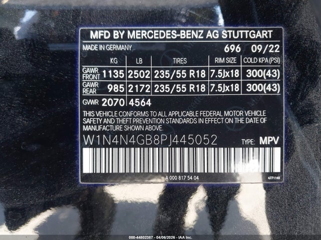 44802387 :رقم المزاد ، W1N4N4GB8PJ445052 vin ، 2023 Mercedes-benz Gla 250 مزاد بيع