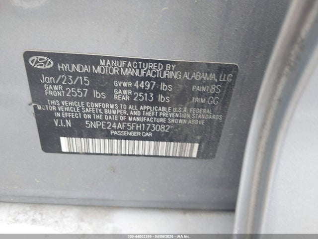 Продажа на аукционе авто 2015 Hyundai Sonata Se, vin: 5NPE24AF5FH173082, номер лота: 44802399