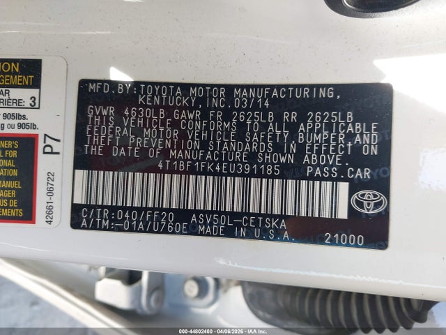 Toyota CAMRY SE 2014 4T1BF1FK4EU391185 Image 9
