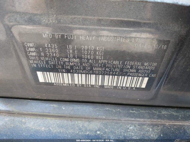 Продаж на аукціоні авто 2011 Subaru Legacy 2.5i Premium, vin: 4S3BMBG67B3225844, номер лоту: 44802404