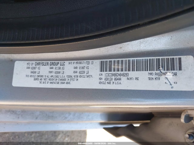 Продажа на аукционе авто 2013 Chrysler 200 Lx, vin: 1C3CCBAB6DN648293, номер лота: 44802455