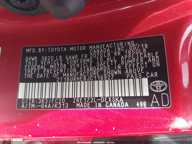 Toyota COROLLA SE 2018 2T1BURHE8JC116927 Image 9
