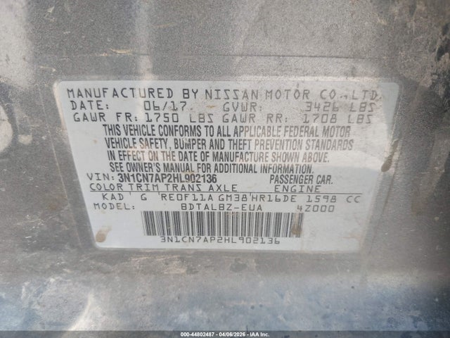 2017 NISSAN VERSA 3N1CN7AP2HL902136 Photo 8