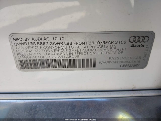 2011 AUDI A8 L WAURVAFD8BN005815 Photo 8