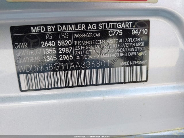 2010 MERCEDES-BENZ S 550 WDDNG8GB1AA336801 Photo 8