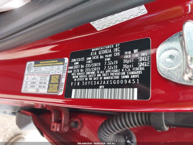 44802526 :رقم المزاد ، 5XYC34JAXSG009451 vin ، 2025 Kia Ev6 Light Long Range مزاد بيع