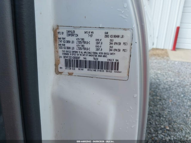 1997 Dodge Ram 1500 St მანქანა იყიდება აუქციონზე, vin: 3B7HF13Z1VG836307, აუქციონის ნომერი: 44802542