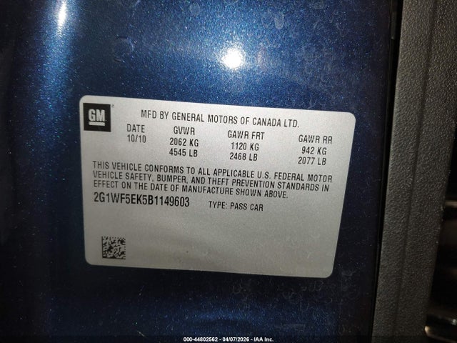 2011 CHEVROLET IMPALA 2G1WF5EK5B1149603 Photo 8