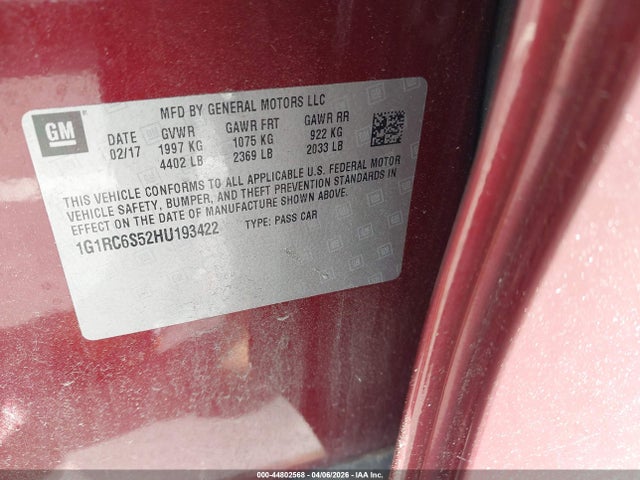 2017 CHEVROLET VOLT 1G1RC6S52HU193422 Photo 8