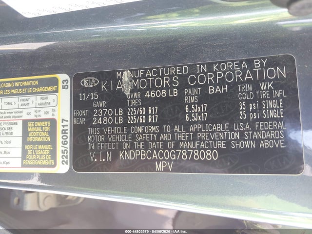 KIA Sportage Lx 2016 KNDPBCAC0G7878080 Image 9