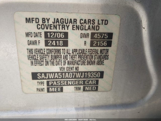 2007 JAGUAR X-TYPE SAJWA51A07WJ19350 Photo 8