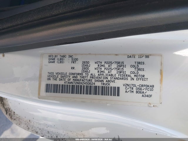 Aukcja sprzedaży 1999 Toyota Tacoma, vin: 4TAWN72N8XZ450624, numer aukcji: 44802620