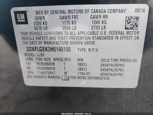Chevrolet Equinox Premier 2017 2GNFLGEK3H6149100 Image 9