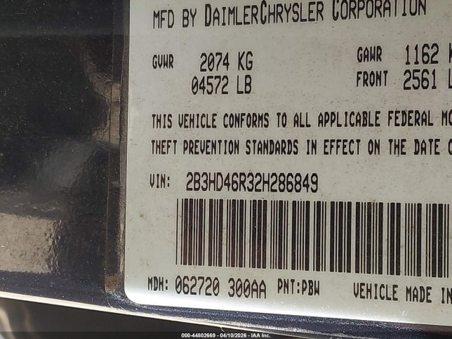 Aukcja sprzedaży 2002 Dodge Intrepid Se, vin: 2B3HD46R32H286849, numer aukcji: 44802669