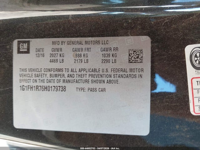 1G1FH1R76H0179738 Chevrolet Camaro