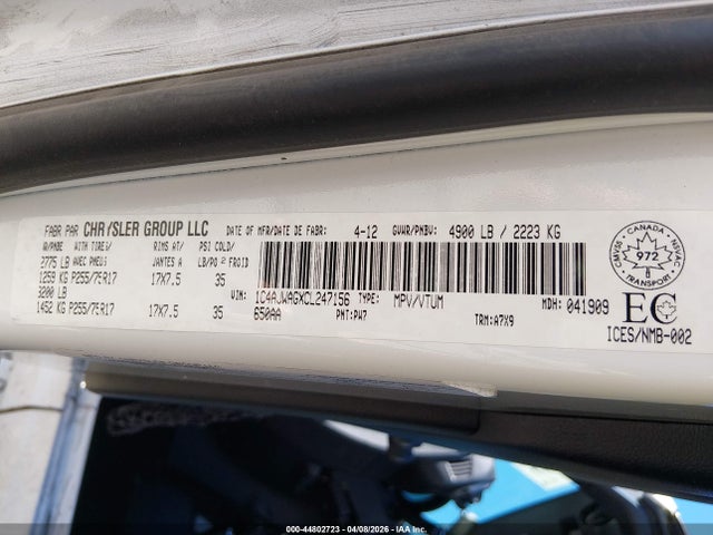2012 Jeep Wrangler Sport მანქანა იყიდება აუქციონზე, vin: 1C4AJWAGXCL247156, აუქციონის ნომერი: 44802723