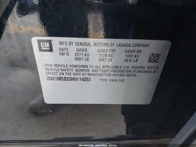 Продажа на аукционе авто 2017 Cadillac Xts Luxury, vin: 2G61M5S33H9114253, номер лота: 44802750