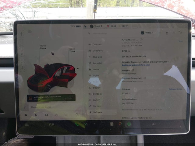 Продажа на аукционе авто 2024 Tesla Model 3 Long Range Dual Motor All-wheel Drive, vin: 5YJ3E1EB3RF843249, номер лота: 44802751