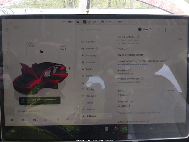 Продажа на аукционе авто 2024 Tesla Model 3 Long Range Dual Motor All-wheel Drive, vin: 5YJ3E1EB3RF843249, номер лота: 44802751