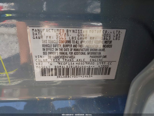Nissan SENTRA SV 2025 3N1AB8CV0SY414654 Image 9