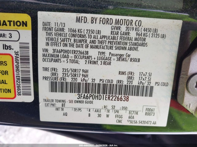 Ford FUSION SE 2014 3FA6P0HD1ER226638 Image 9