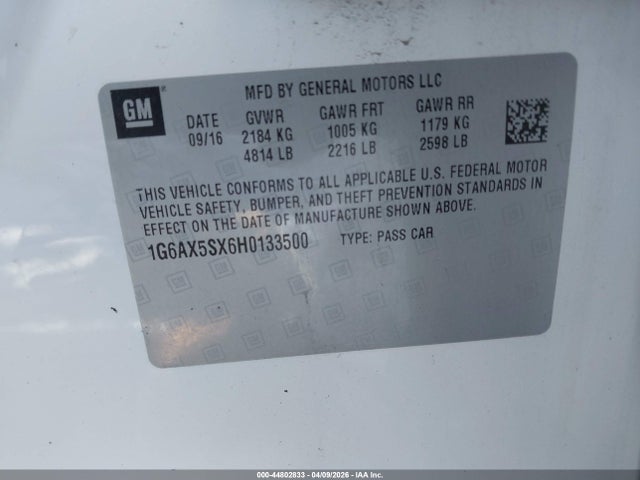Продаж на аукціоні авто 2017 Cadillac Cts Luxury, vin: 1G6AX5SX6H0133500, номер лоту: 44802833