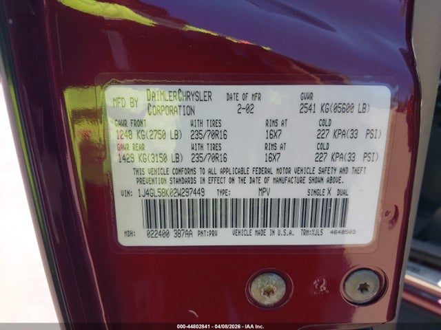 2002 JEEP LIBERTY 1J4GL58K02W297449 Photo 8