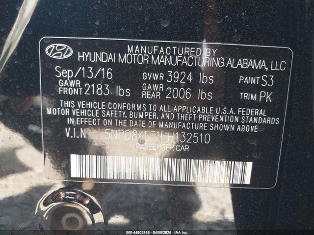 Hyundai ELANTRA SE 2017 5NPD84LF1HH132510 Image 9