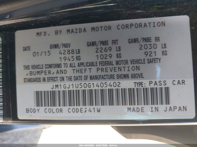 JM1GJ1U50G1405402 Mazda Mazda6 I Sport