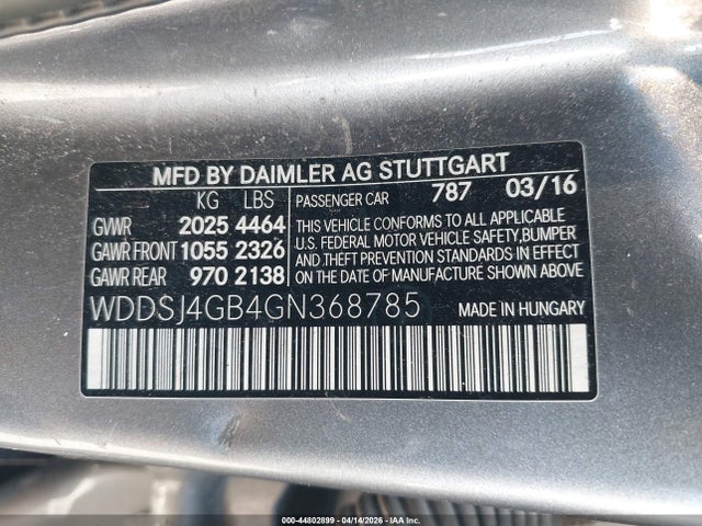 Продажа на аукционе авто 2016 Mercedes-benz Cla 250 4matic, vin: WDDSJ4GB4GN368785, номер лота: 44802899
