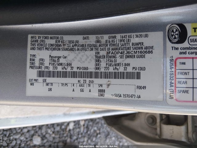 2012 FORD FIESTA 3FADP4EJ6CM160686 Photo 8