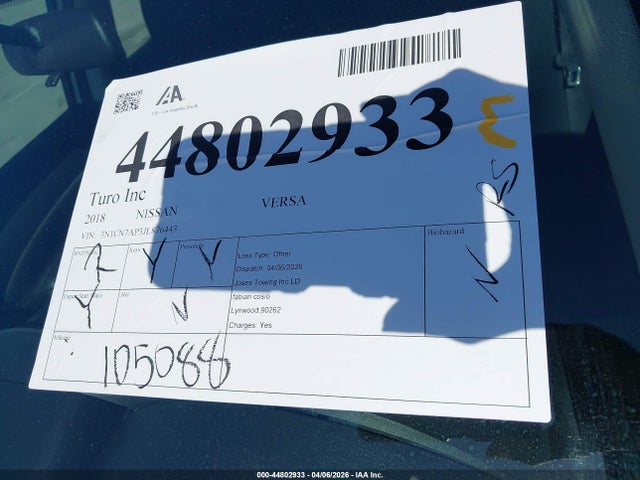 3N1CN7AP3JL876443 Nissan Versa 1.6 Sv