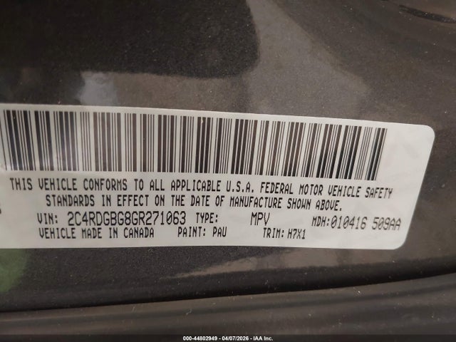 Dodge Grand Caravan American Value Pkg 2016 2C4RDGBG8GR271063 Image 9