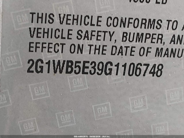 2G1WB5E39G1106748 Chevrolet Impala Limited Lt