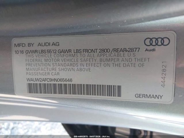 WAUW2AFC9HN065646 Audi A7 3.0t Premium Plus