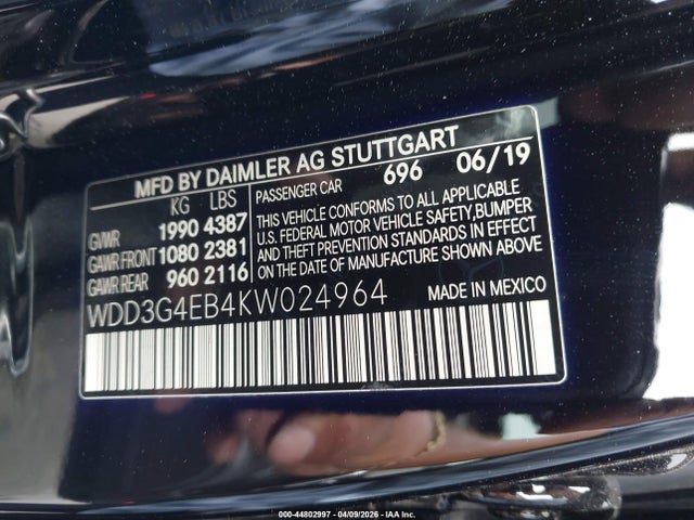 Aukcja sprzedaży 2019 Mercedes-benz A 220, vin: WDD3G4EB4KW024964, numer aukcji: 44802997