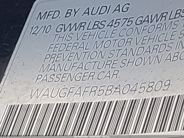 Продажа на аукционе авто 2011 Audi A5 2.0t Premium, vin: WAUGFAFR5BA045809, номер лота: 44803069