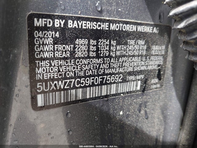 Aukcja sprzedaży 2015 Bmw X3 Sdrive28i, vin: 5UXWZ7C59F0F75692, numer aukcji: 44803084