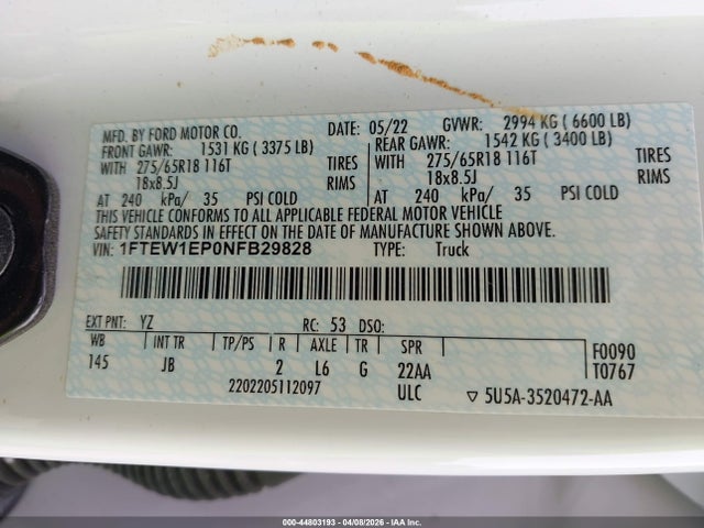2022 FORD F-150 1FTEW1EP0NFB29828 Photo 8