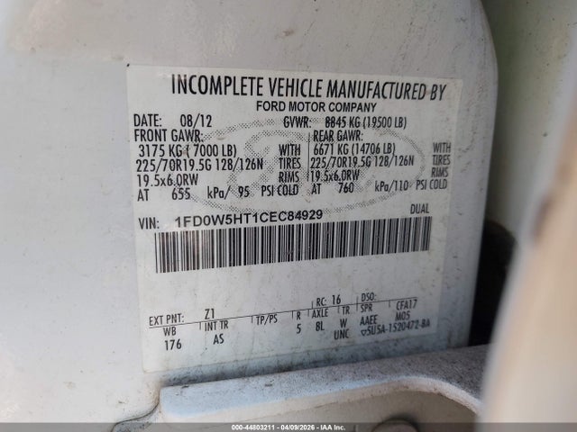 Продажа на аукционе авто 2012 Ford F-550 Chassis Xl, vin: 1FD0W5HT1CEC84929, номер лота: 44803211