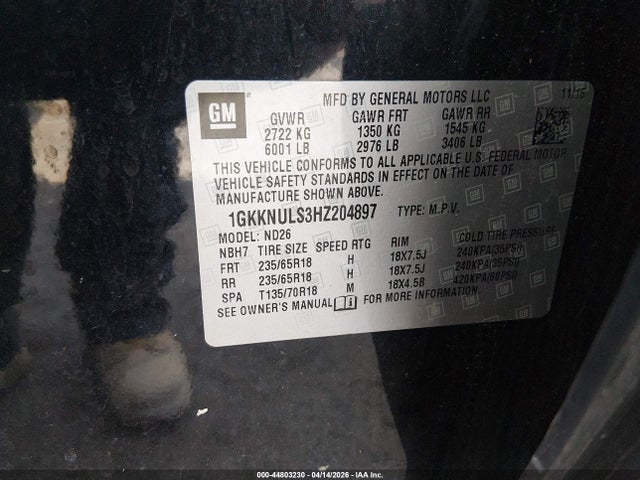 Продажа на аукционе авто 2017 Gmc Acadia Slt-1, vin: 1GKKNULS3HZ204897, номер лота: 44803230